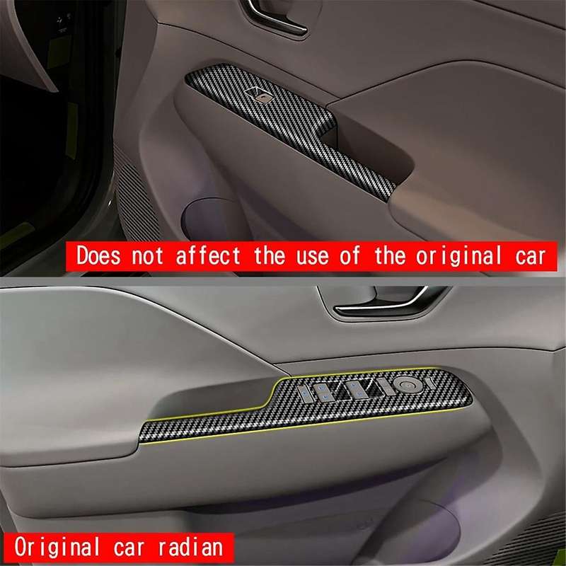 Car Door Armrest Cover Panel for 2024+ Window Glass Lift Switch Button Trim Frame Carbon Fiber Patte