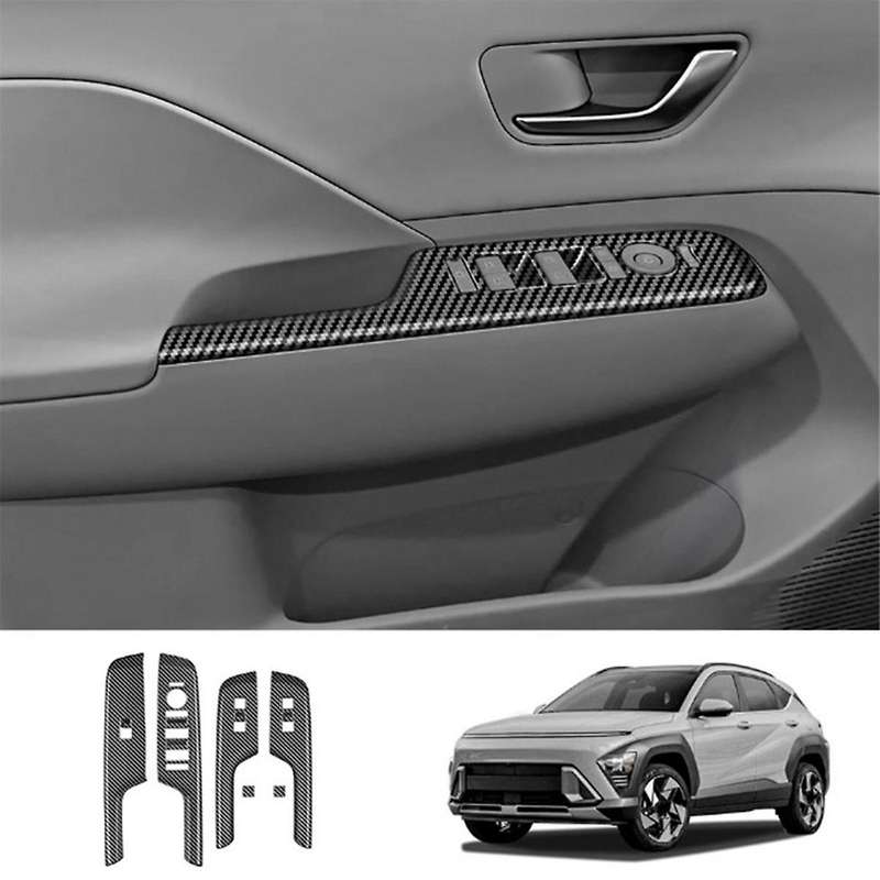 Car Door Armrest Cover Panel for 2024+ Window Glass Lift Switch Button Trim Frame Carbon Fiber Patte