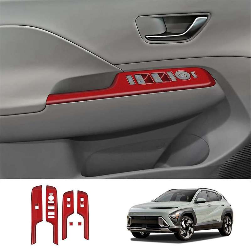 Car Door Armrest Cover Panel for 2024+ Window Glass Lift Switch Button Trim Frame Red