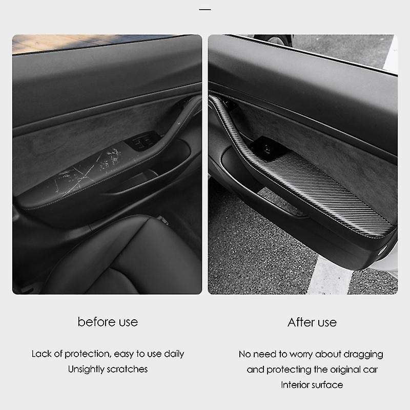 Car Door Armrest Leather Stickers Interior Decoration Modification Accessories for Model3 19-21 -A