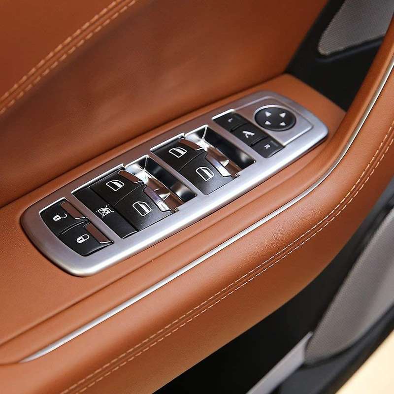 Car Door Armrest Window Glass Lift Switch Button Cover Trim Frame Accessories for Quattroporte