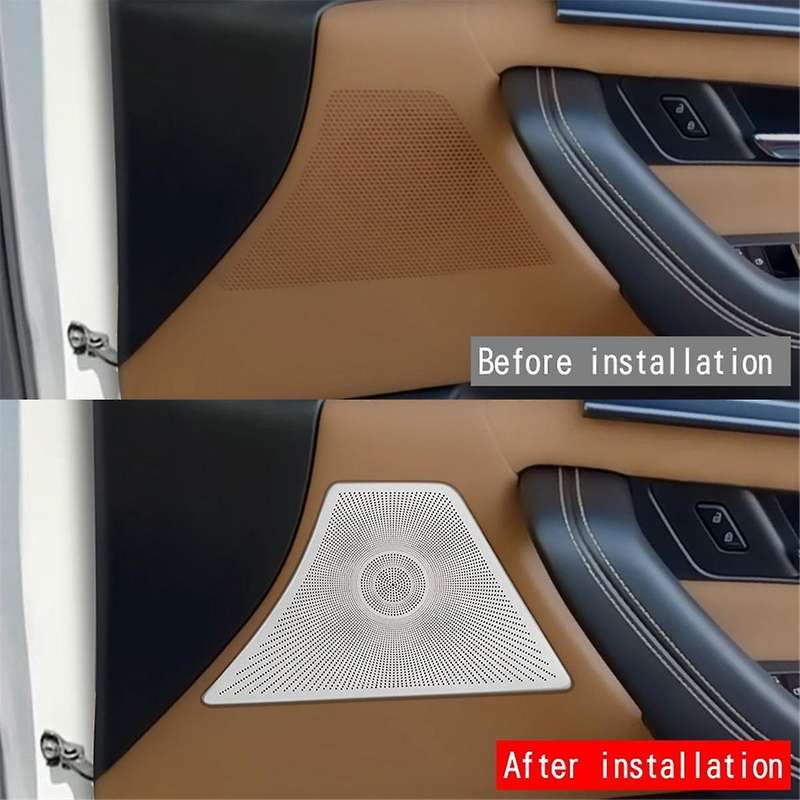 Car Door Horn Covers Stainless Steel Door Horn Frame Interior Accessories for -60 2022 2023 Rhd Silv