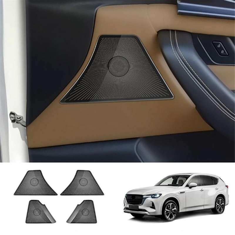 Car Door Horn Covers Stainless Steel Door Horn Frame Interior Accessories for -60 2022 2023 Rhd Blac