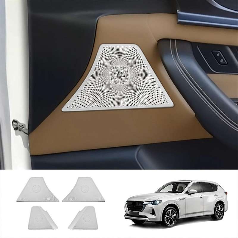 Car Door Horn Covers Stainless Steel Door Horn Frame Interior Accessories for -60 2022 2023 Rhd Sil