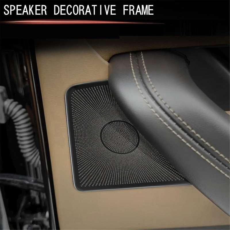 Car Door Horn Covers Stainless Steel Door Horn Frame Interior Accessories for -60 2022 2023 Rhd Bla