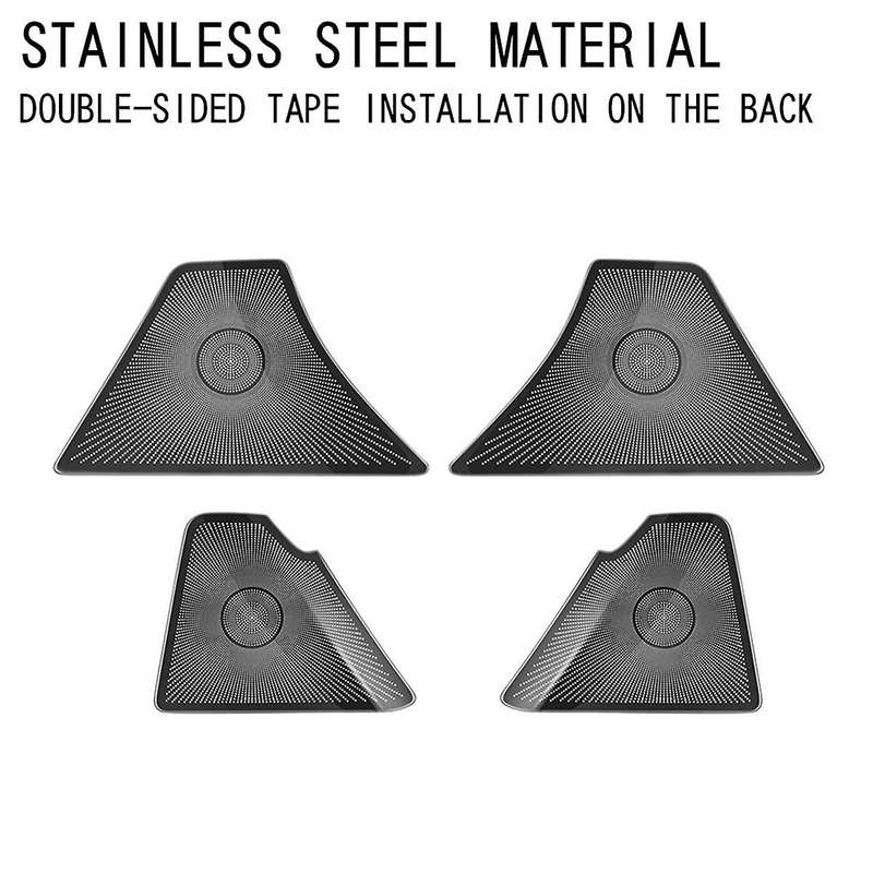 Car Door Horn Covers Stainless Steel Door Horn Frame Interior Accessories for -60 2022 2023 Rhd Bla