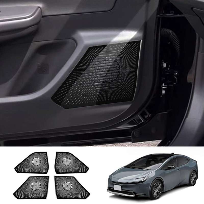 Car Door Horn Covers Stainless Steel Door Horn Frame Interior Accessories for Prius 2023+ Black
