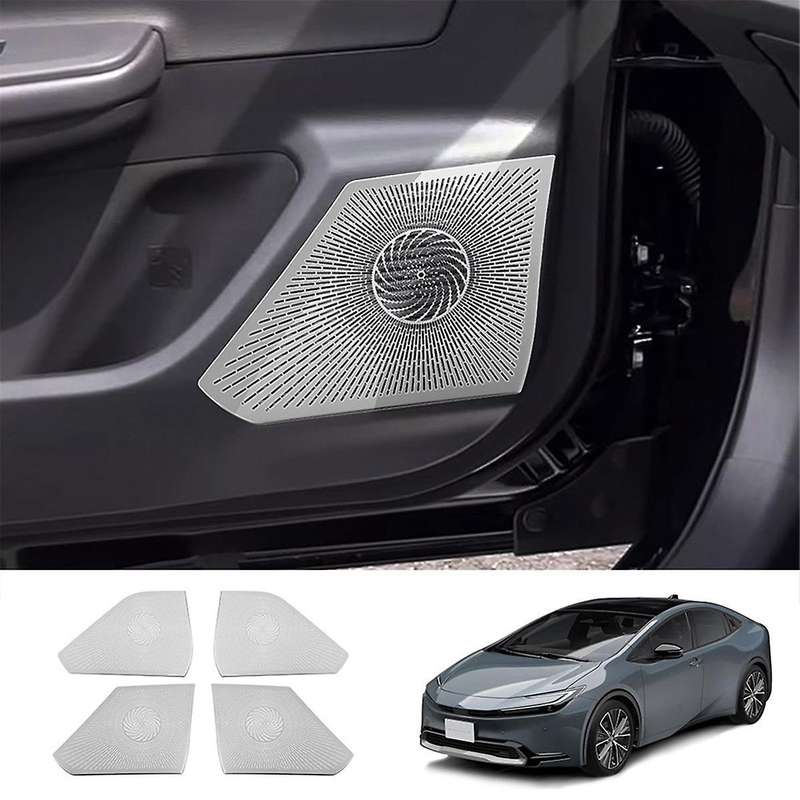 Car Door Horn Covers Stainless Steel Door Horn Frame Interior Accessories for Prius 2023+ Silver