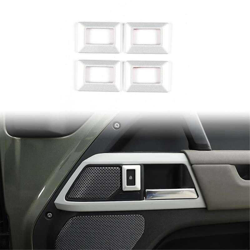 Car Door Lock Button Frame Trim for 110 2020-2024 Aluminum Door Lock Switch Protective Cover ,4PCS