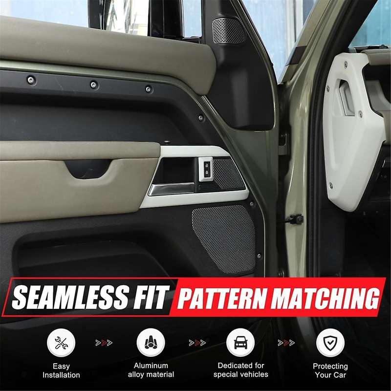 Car Door Lock Button Frame Trim for 90 2020-2024 Aluminum Door Lock Switch Protective Cover ,2PCS