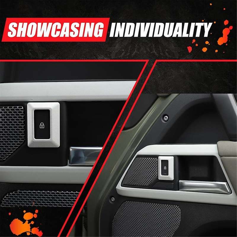 Car Door Lock Button Frame Trim for 90 2020-2024 Aluminum Door Lock Switch Protective Cover ,2PCS