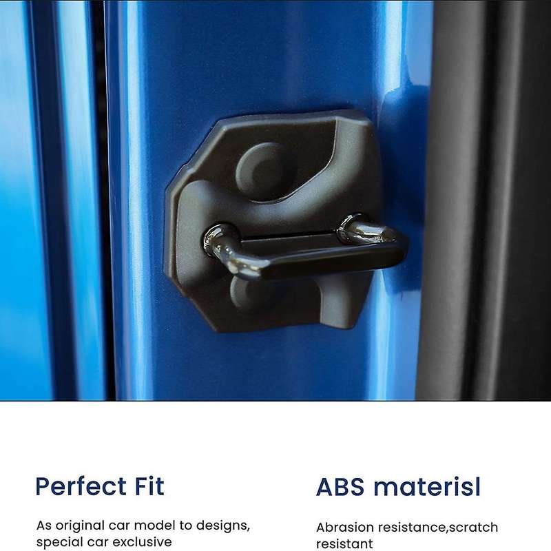 Car Door Lock Cover Door Hinge Antirust ABS Cover for 2015 2016 2017 2018 2019 2020 Black 4PCS