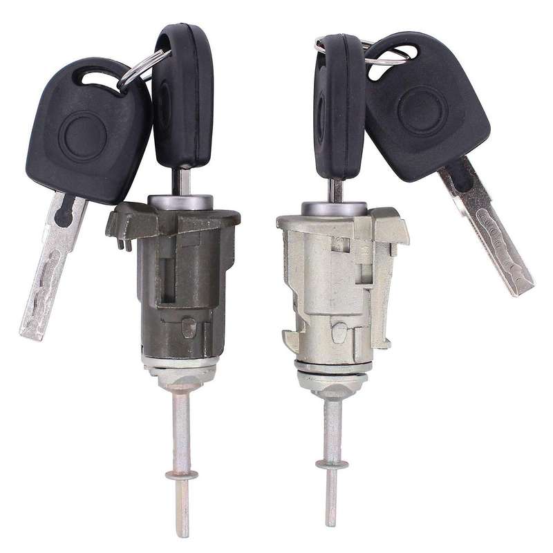 Car Door Lock Cylinder Front Left and Right with Key Set 1J0837167, 1U0837167A 604837167 for- 1J Go