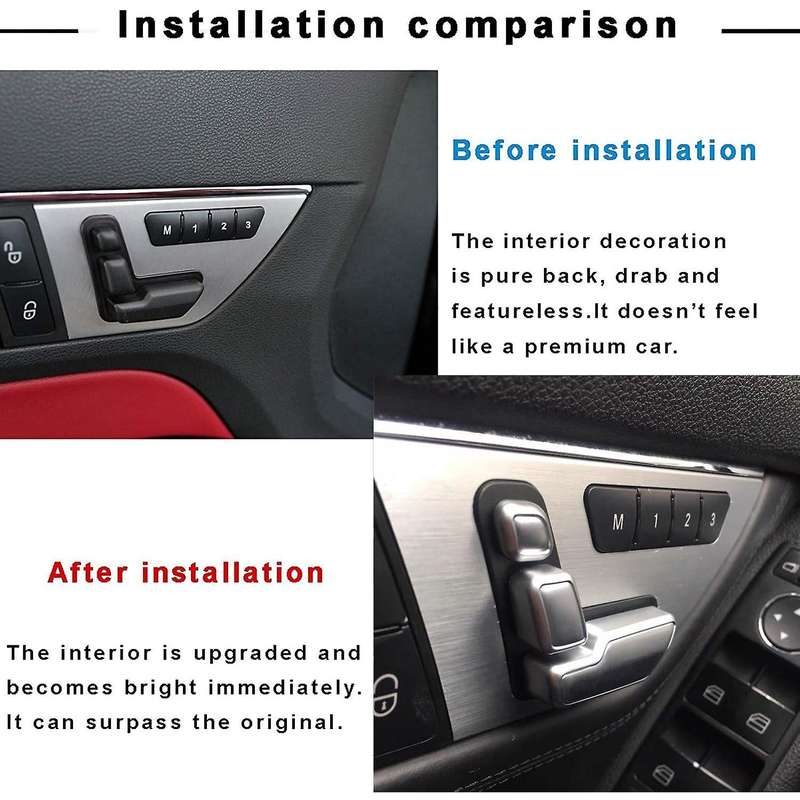 Car Door Seat Adjustment Button Switch Cover Sticker Trim for B C E Class ML CLA Accessories (Driver