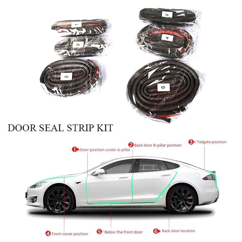 Car Door Seal Strip Kit Soundproof Strip Weather Strip Sealing Wind Noise Reduction Kit for Model S