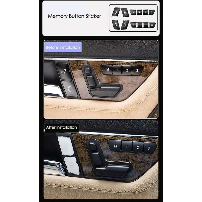 Car Door Seat Memory Lock + Window Glass Lift Button Covers Stickers for CLA/GLA/////ML/A/B/E