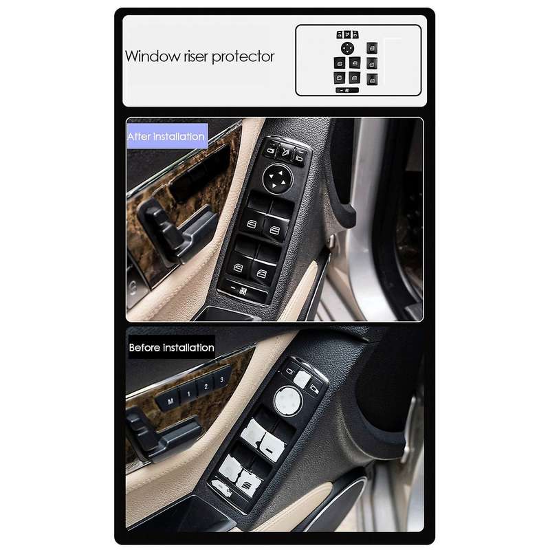 Car Door Seat Memory Lock + Window Glass Lift Button Covers Stickers for CLA/GLA/////ML/A/B/E