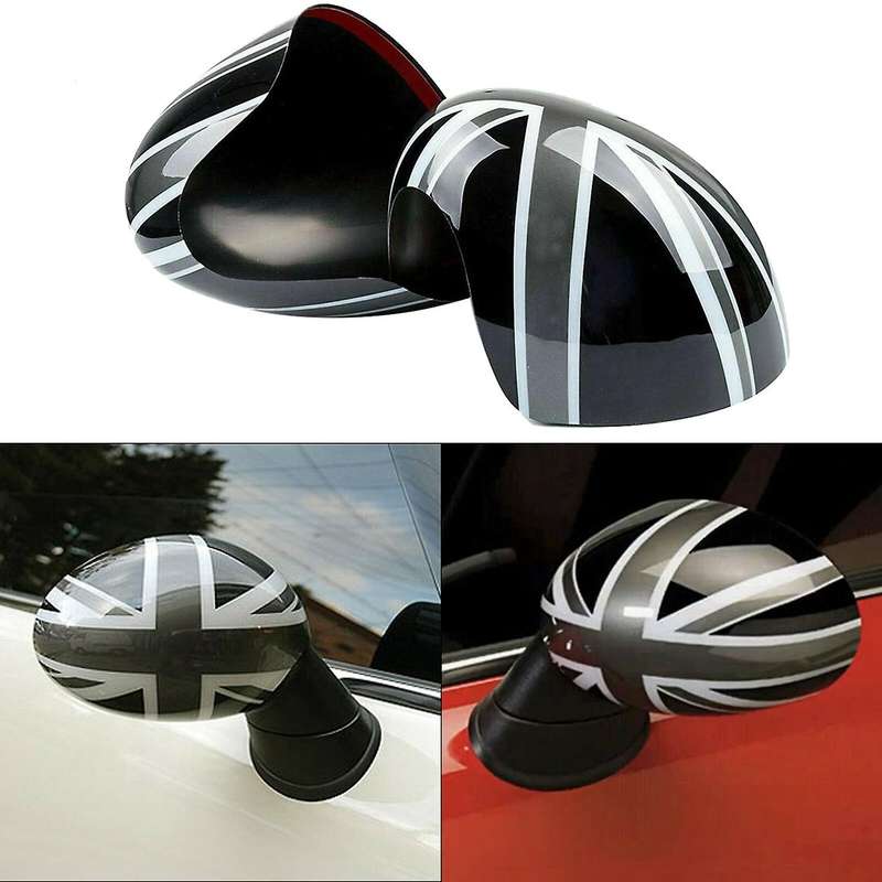 Car Door Side Mirror Cover Caps for Hardtop F54 F55 F56 F57 F60 Series Black&Gray UK Flag