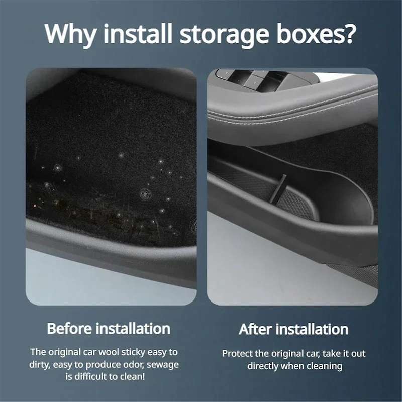 Car Door Side Storage Box for Model 3 2024 Door Armrest Umbrella Trash Can Tpe Model 3+ Accessories