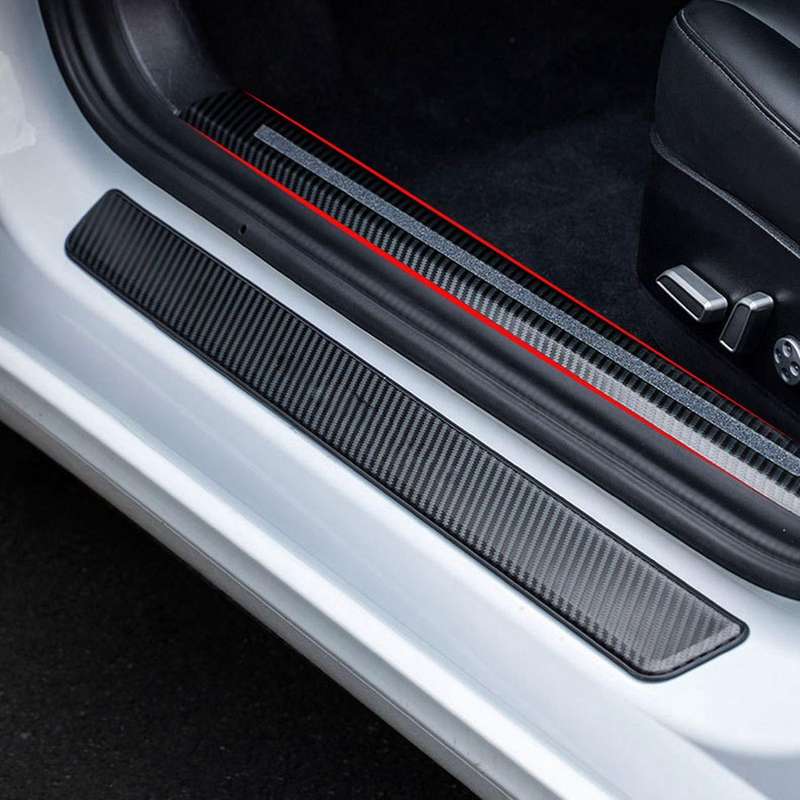 Car Door Sill Protector Stainless Steel Door Sill Guard Welcome Pedal for Model 3 2019-2021, Carbon
