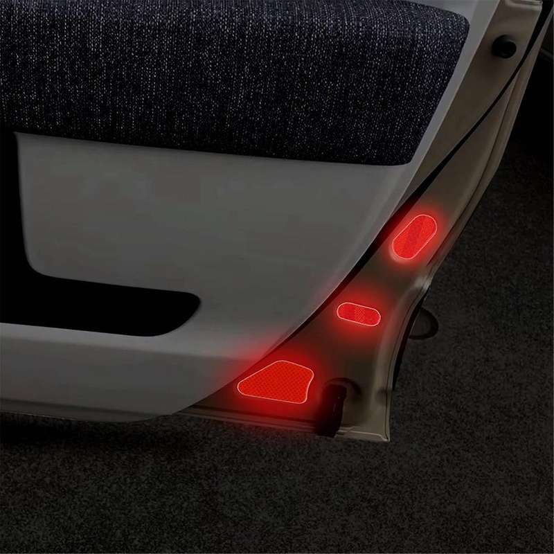 Car Door Warning Reflective Sticker Safety Car Door Opening Warning Reflector Tape for 2023-2024 Red