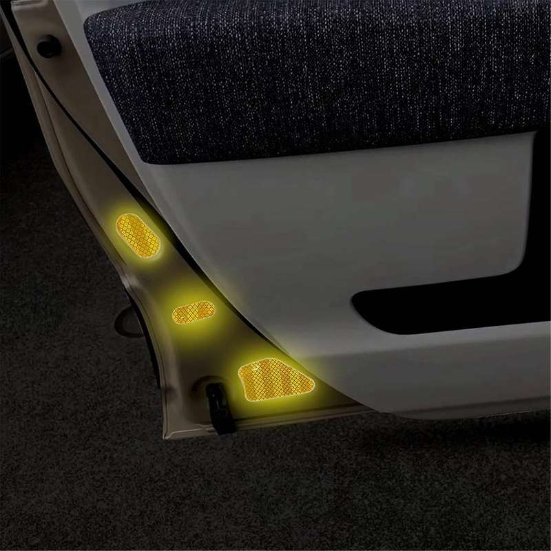 Car Door Warning Reflective Sticker Safety Car Door Opening Warning Reflector Tape for 2023-2024 Yel