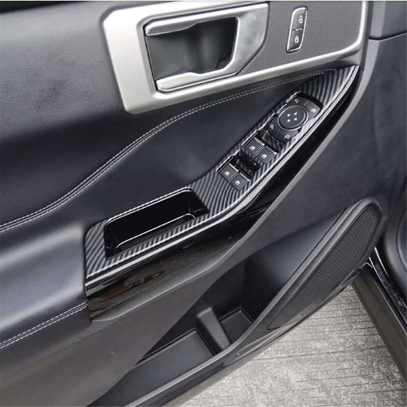 Car Door Window Lift Panel Cover Trim Carbon Fiber for Explorer 2020 2021 2022 2023 Interior Accesso