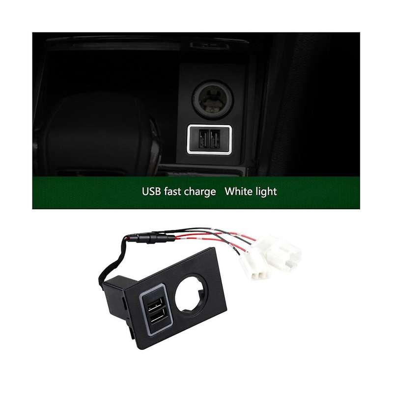 Car Double USB Charger GT Fast Charging for Kodiaq 2017-2020 Adapter Lighter Mount with Light White