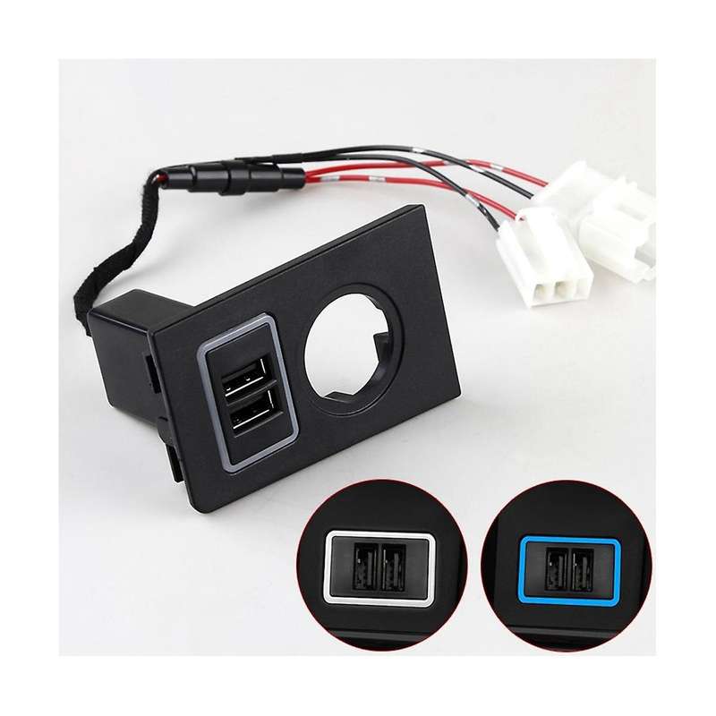 Car Double Usb Charger Gt Fast Charging for 2017-2020 Adapter Lighter Mount with Light White