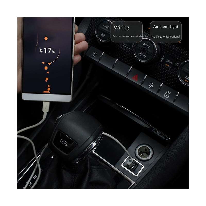 Car Double Usb Charger Gt Fast Charging for 2017-2020 Adapter Lighter Mount with Light White