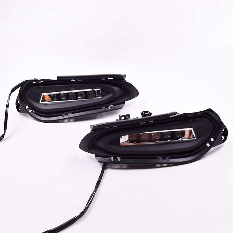 Car DRL 12V LED Car Daytime Running Light Fog Lamp with Dynamic Turn Signal for -V 2015-2018