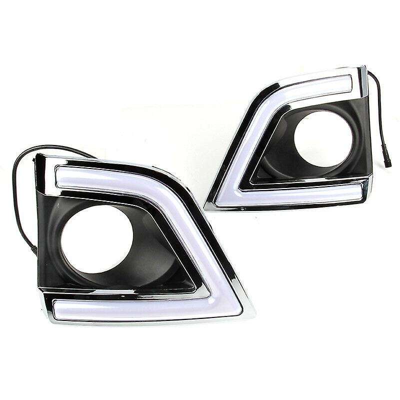 Car DRL LED Daytime Running Lights with Yellow Turn Signal Fog Lamp Cover for 2014 2015 2016