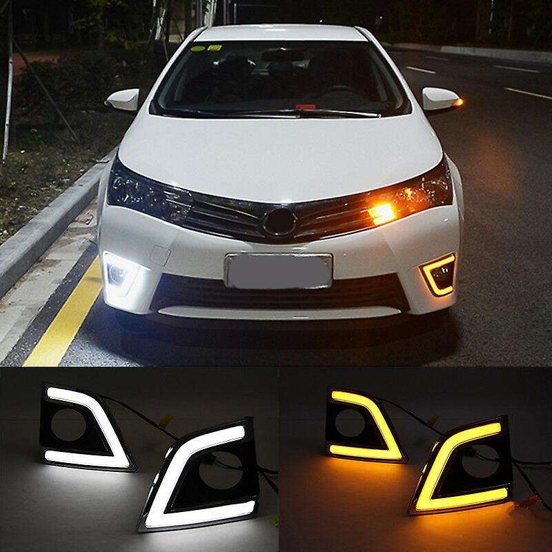 Car DRL LED Daytime Running Lights with Yellow Turn Signal Fog Lamp Cover for 2014 2015 2016
