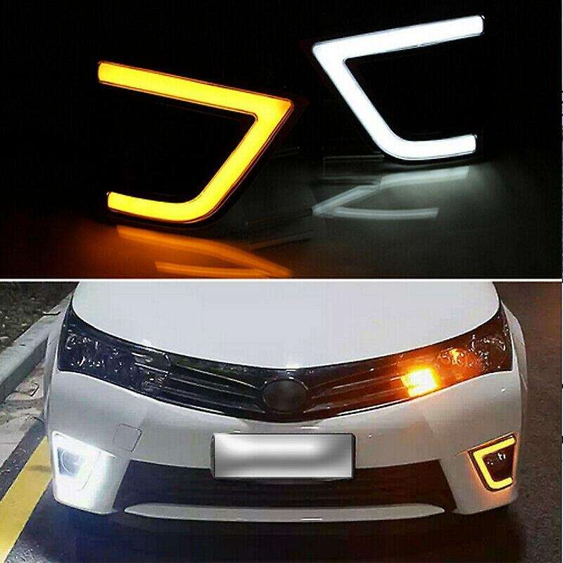 Car DRL LED Daytime Running Lights with Yellow Turn Signal Fog Lamp Cover for 2014 2015 2016