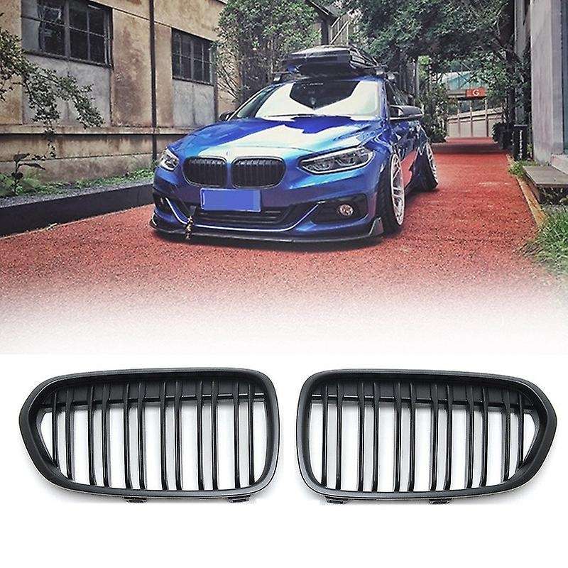 Car Dual Slat Matte Black Front Kidney Grilles Set for F52 1-Series 2018-2021