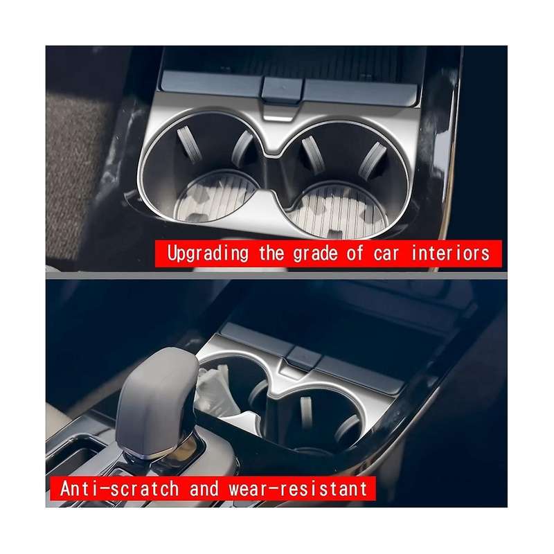 Car Dumb Silver Center Console Water Cup Holder Decoration Cover Trim Stickers for Prius 60 Series