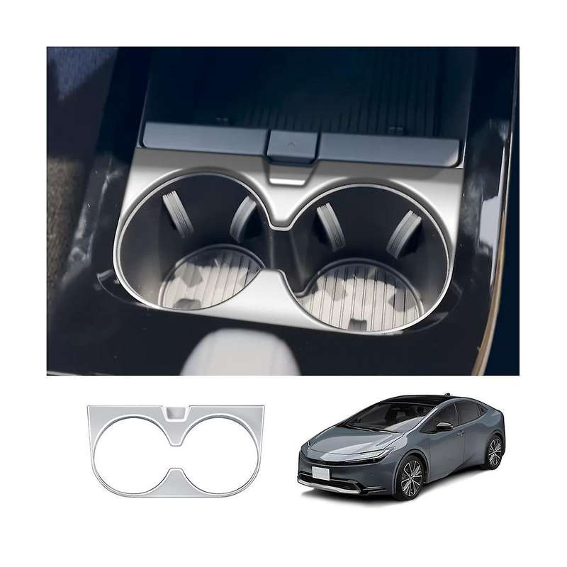 Car Dumb Silver Center Console Water Cup Holder Decoration Cover Trim Stickers for Prius 60 Series