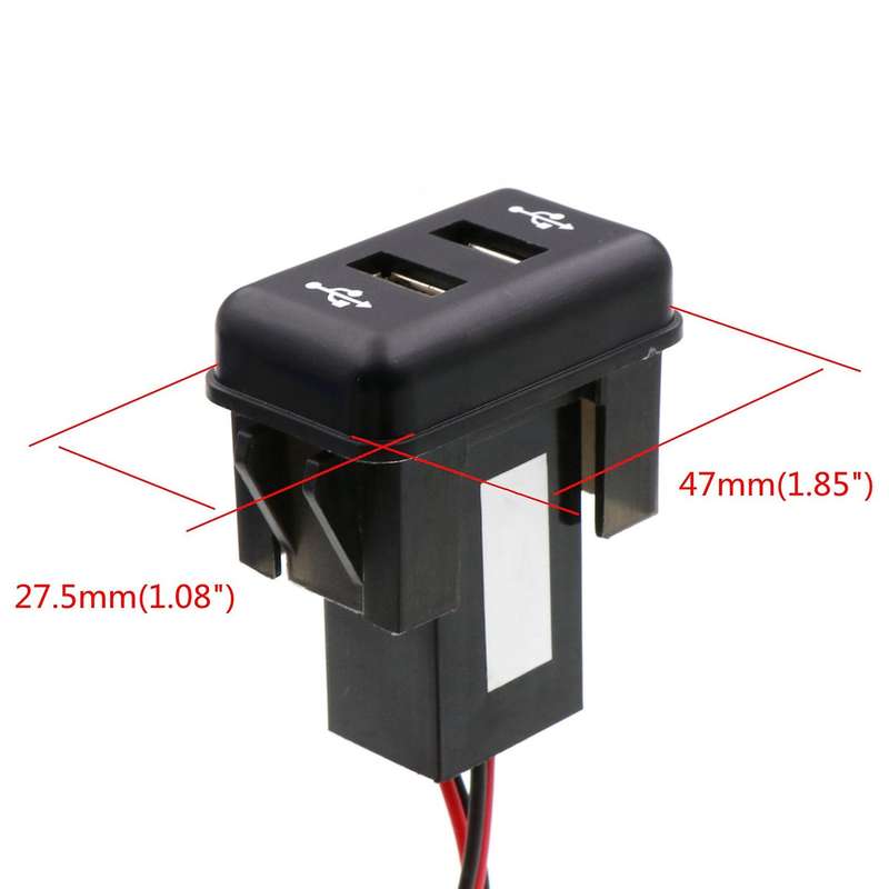 Car Dual USB Car Charger Power Socket with LED Light for FH12