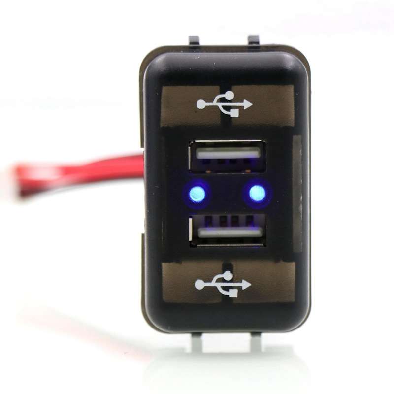 Car Dual USB Car Charger Power Socket with LED Light for FH12
