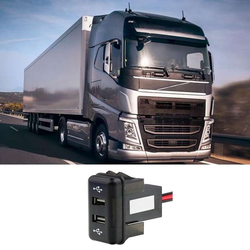 Car Dual USB Car Charger Power Socket with LED Light for FH12