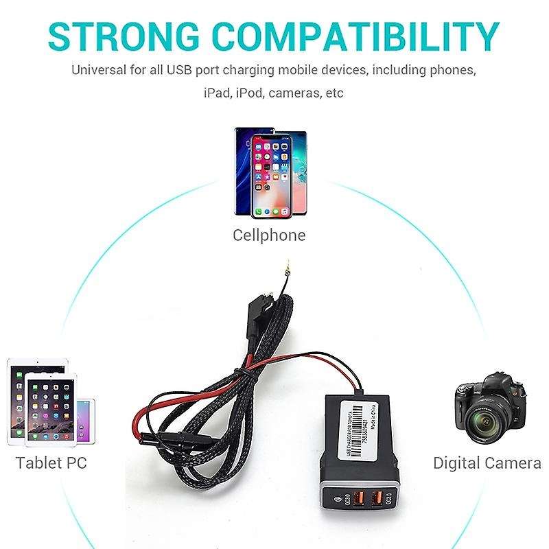 Car Dual Usb 3.0 Fast Charger 12-24v Car Charger with Led Ambient Light Suitable For