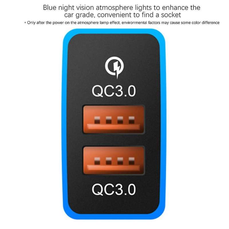 Car Dual Usb 3.0 Fast Charger 12-24v Car Charger with Led Ambient Light Suitable For