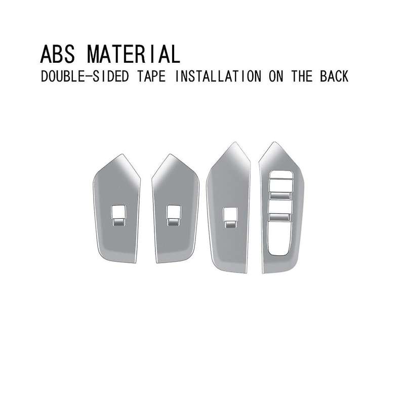 Car Dumb Silver Interior Door Armrest Window Glass Switch Frame Panel Trims 4pcs for Prius 60 Serie