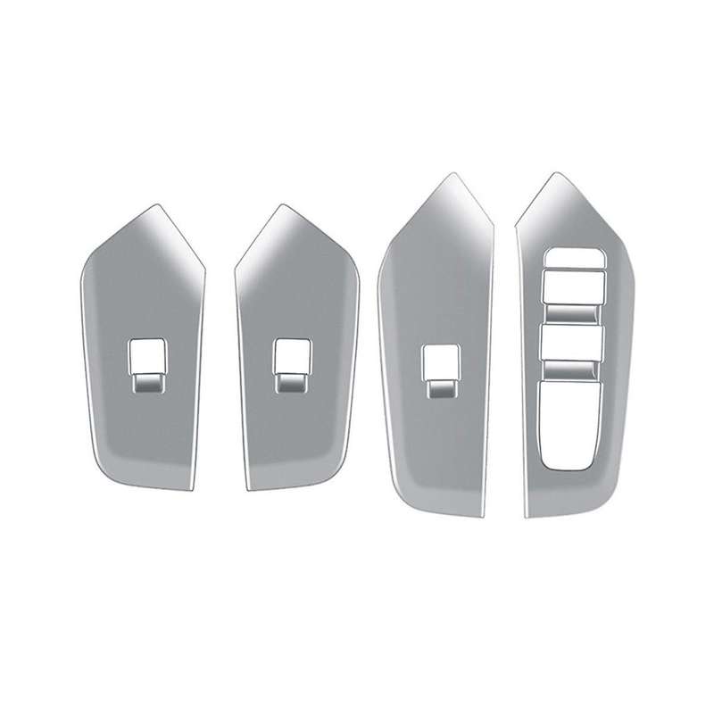 Car Dumb Silver Interior Door Armrest Window Glass Switch Frame Panel Trims 4pcs for Prius 60 Serie