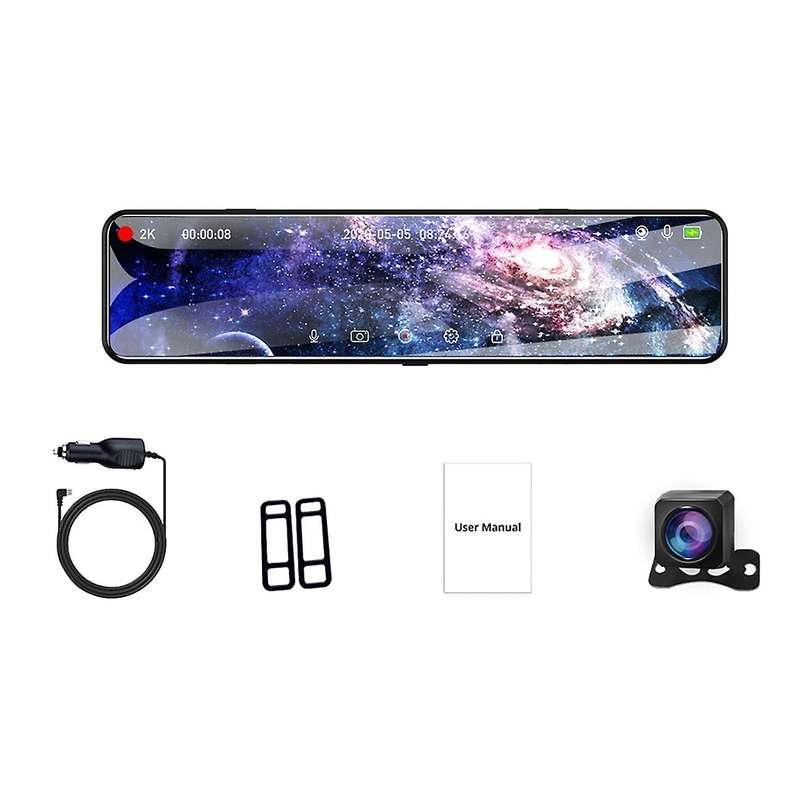 Car DVR 2K+1080P Car Dvr Car Dashcam 12Inch Stream Media Rear View Mirror Camera GPS Driving Recorde
