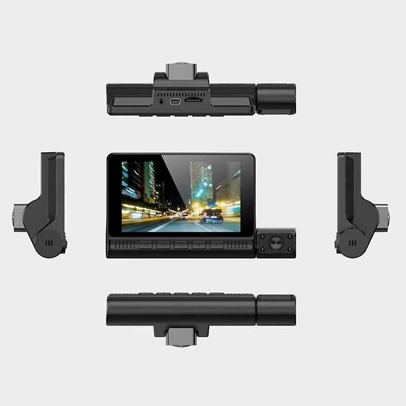 Car DVR 3 Lens 4.0-Inch Screen Full HD 1080P, After Connecting -Down Cable, Parking Can Be Monitored