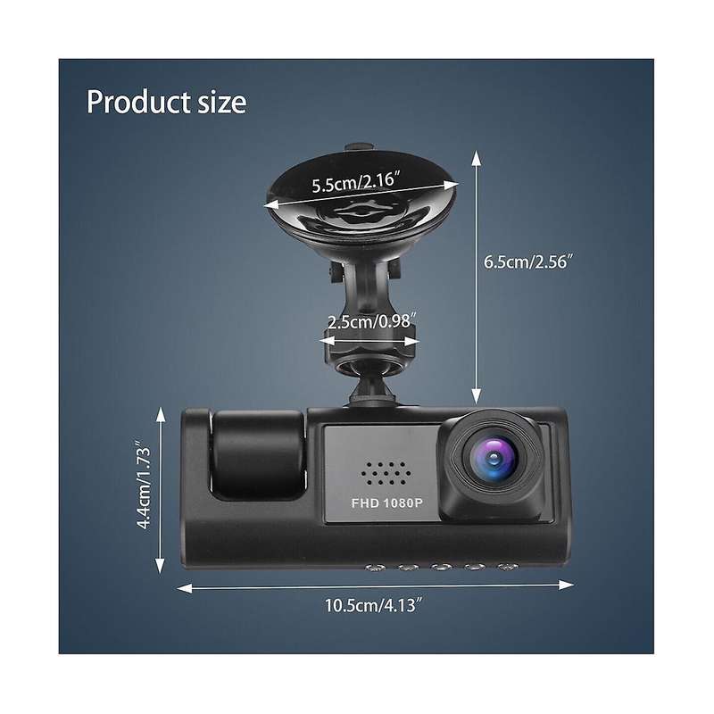 Car Dvr Hd 1080p 3-lens Inside Vehicle Dash Camthree Way Camera Dvrs Recorder Video Registrator Dash