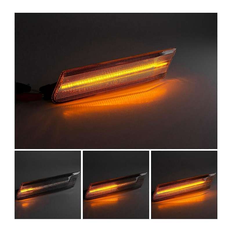Car Dynamic LED Amber Side Marker Light Turn Signal Lamps 997631033, 997631034 Clear Lens for 997 98
