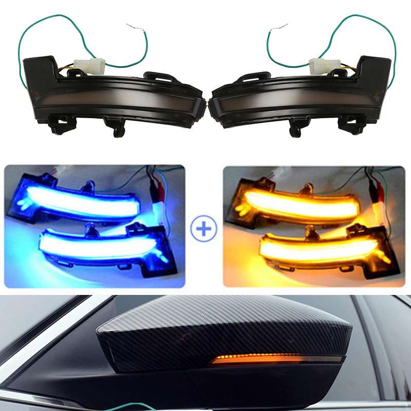 Car Dynamic LED Amber+Blue Turn Signal Blinker for 3 Mk3 III A7 5E for  Troc 2013-2020