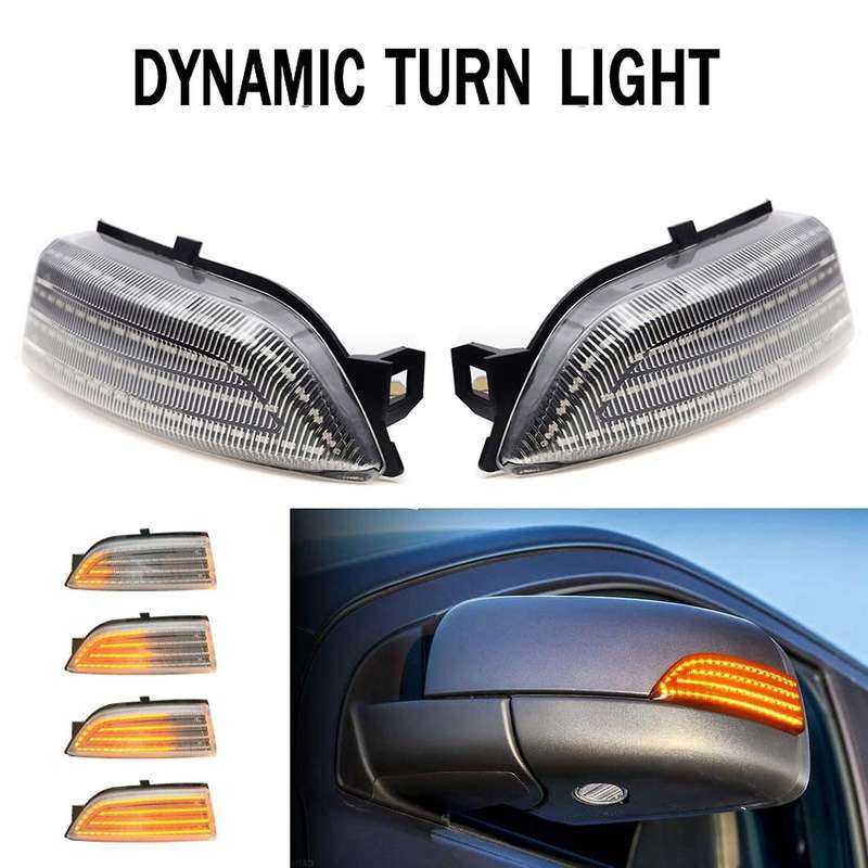 Car Dynamic LED Turn Signal Rearview Mirror Lights Blinker for Everest 2015-2019 T6 Clear